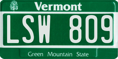 VT license plate LSW809