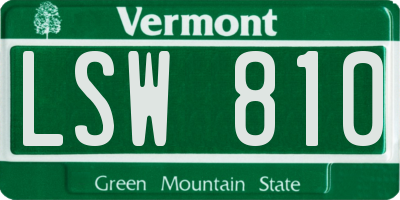 VT license plate LSW810