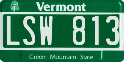 VT license plate LSW813