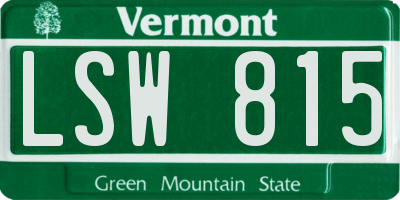 VT license plate LSW815