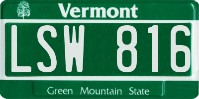VT license plate LSW816