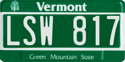 VT license plate LSW817