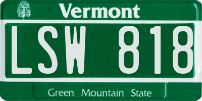 VT license plate LSW818