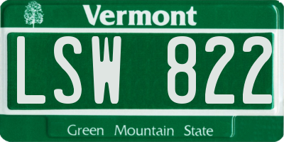 VT license plate LSW822
