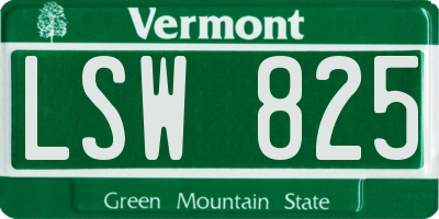 VT license plate LSW825