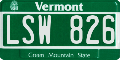 VT license plate LSW826