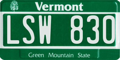 VT license plate LSW830
