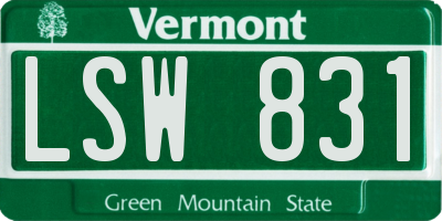 VT license plate LSW831