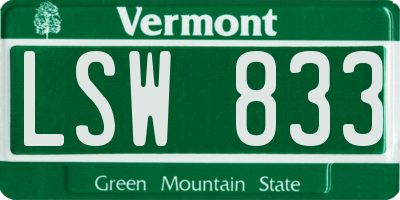 VT license plate LSW833