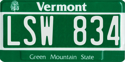 VT license plate LSW834