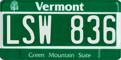 VT license plate LSW836