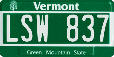 VT license plate LSW837