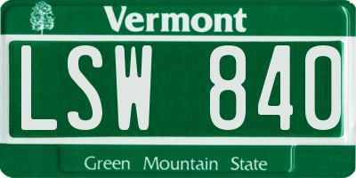 VT license plate LSW840