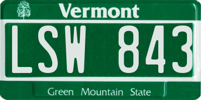 VT license plate LSW843