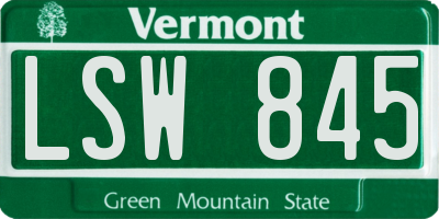 VT license plate LSW845