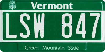 VT license plate LSW847