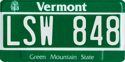 VT license plate LSW848