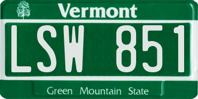 VT license plate LSW851