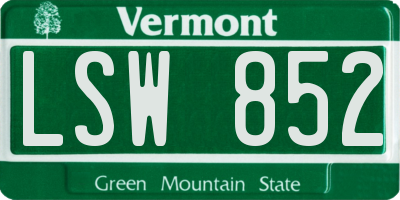VT license plate LSW852