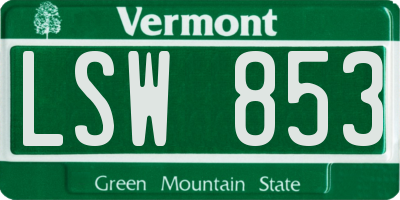 VT license plate LSW853