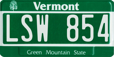 VT license plate LSW854