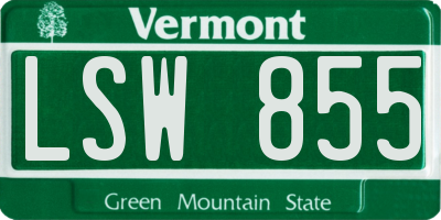 VT license plate LSW855