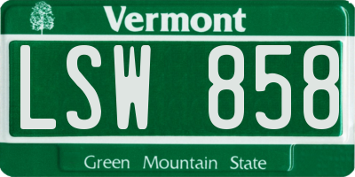 VT license plate LSW858