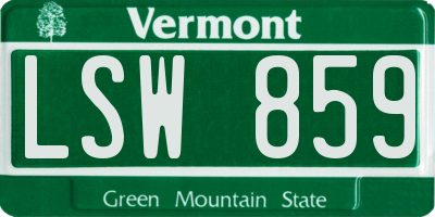 VT license plate LSW859