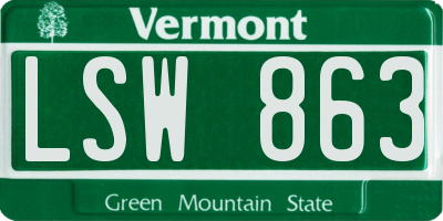 VT license plate LSW863