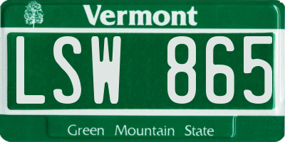 VT license plate LSW865