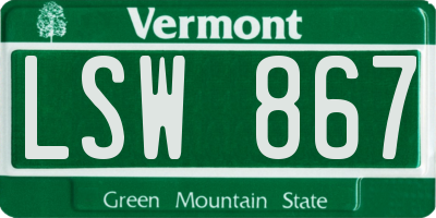 VT license plate LSW867
