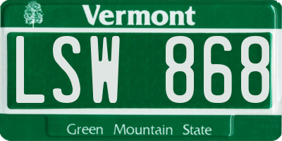 VT license plate LSW868