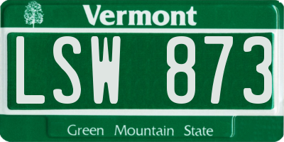 VT license plate LSW873