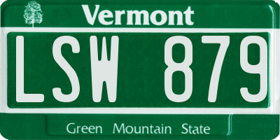 VT license plate LSW879