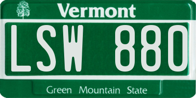 VT license plate LSW880