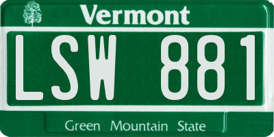 VT license plate LSW881