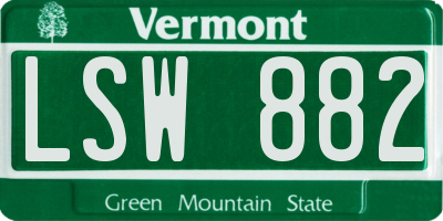 VT license plate LSW882