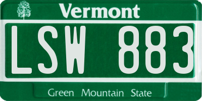 VT license plate LSW883