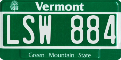 VT license plate LSW884
