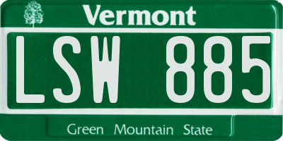 VT license plate LSW885