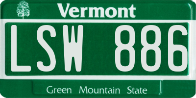 VT license plate LSW886