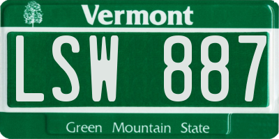 VT license plate LSW887