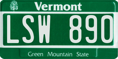 VT license plate LSW890