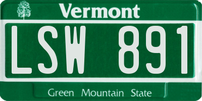 VT license plate LSW891
