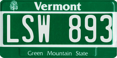 VT license plate LSW893