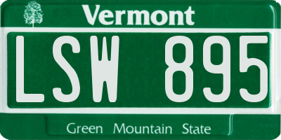 VT license plate LSW895