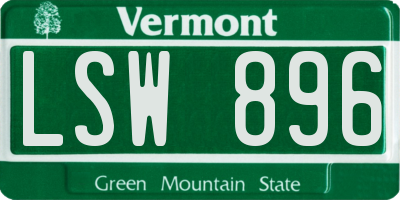 VT license plate LSW896