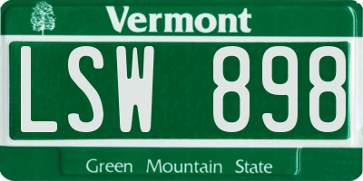 VT license plate LSW898