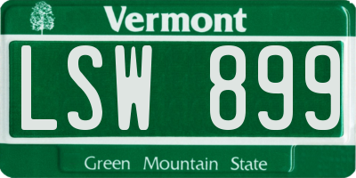 VT license plate LSW899