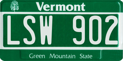 VT license plate LSW902